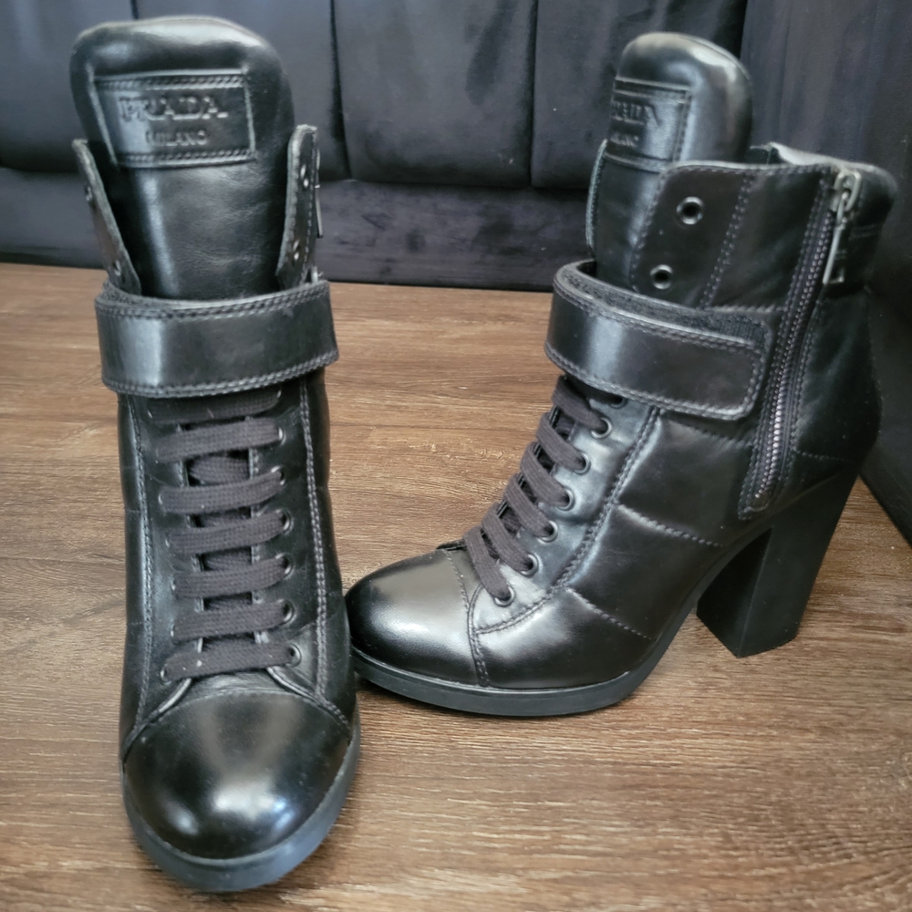 Prada Women's Black Leather Ankle Boots